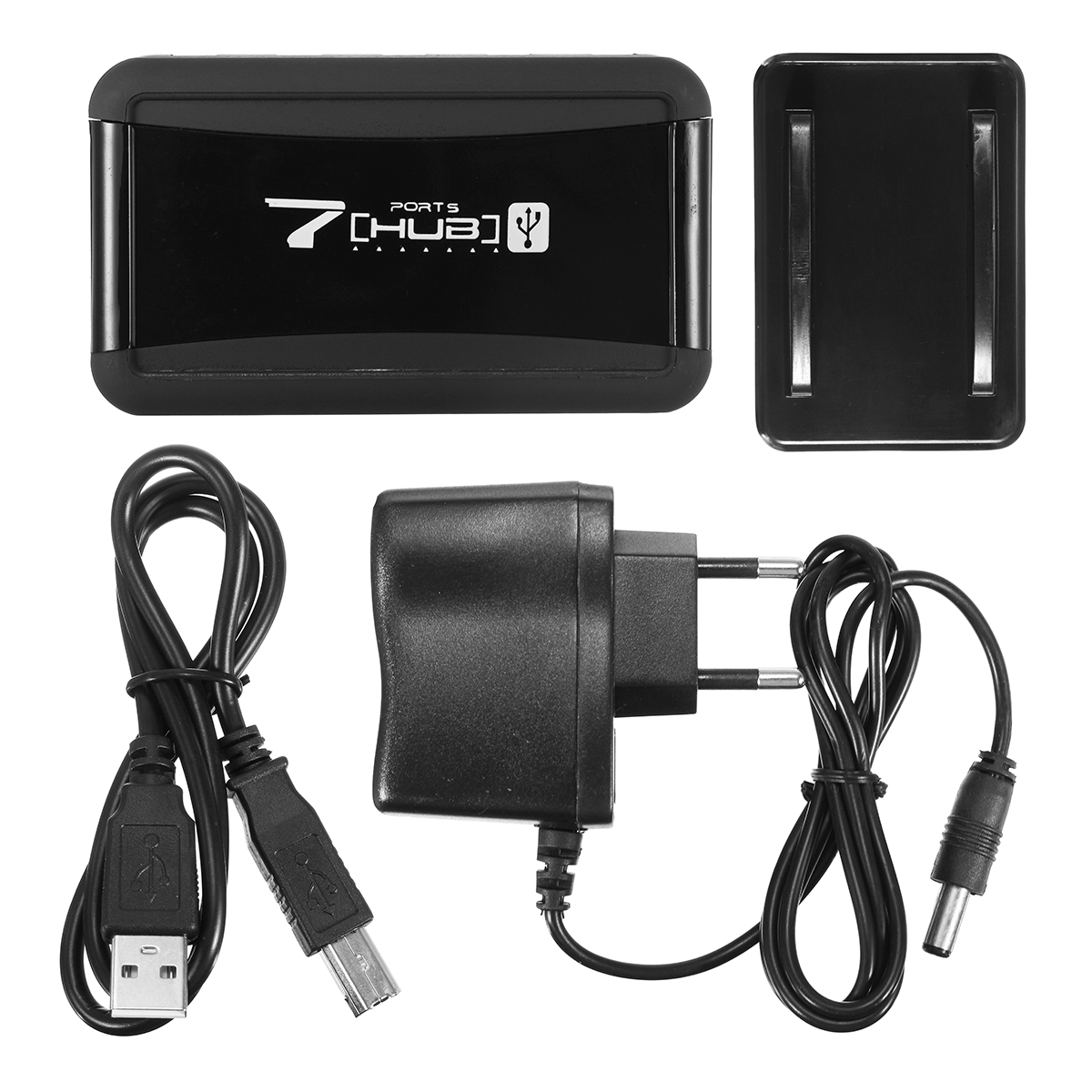 EU/US Vertical 7 Port USB 2.0 High Speed Hub+AC Power Supply Adapter For Raspberry Pi PC 12