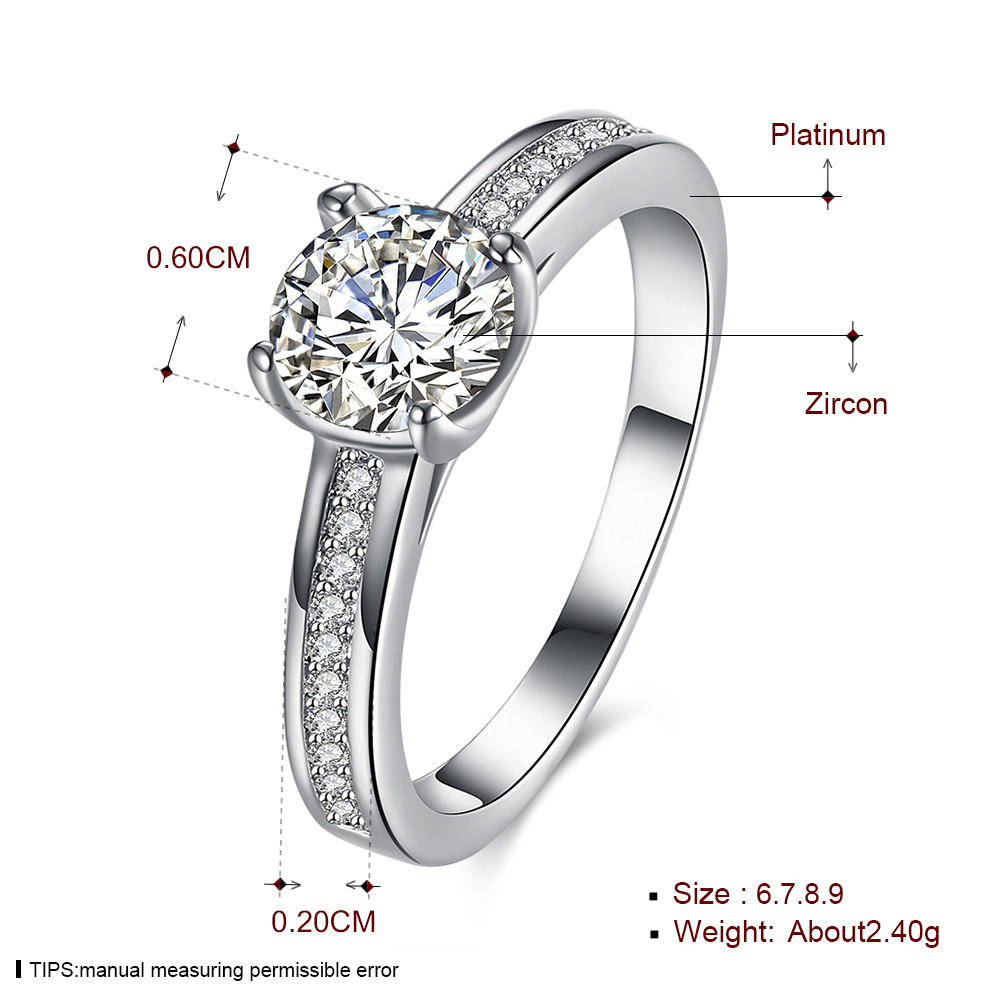 Platinum Plated Zircon Marry Anniversary Finger Rings