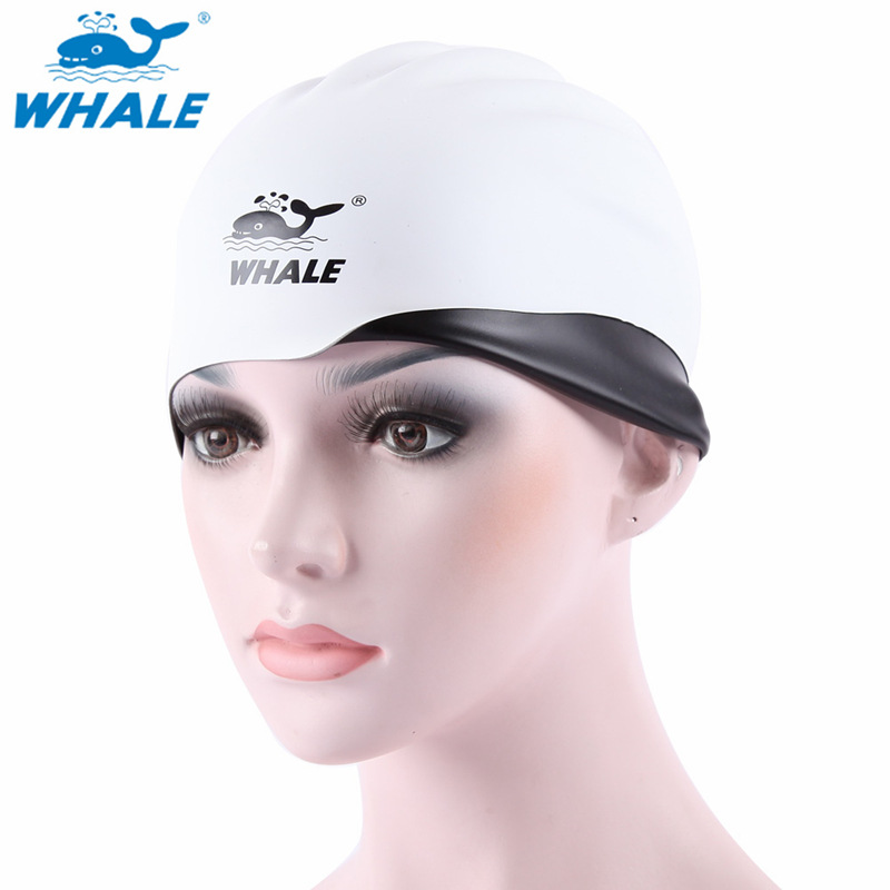 

WHALE Swimming Cap Ears Protection Waterproof 3D Shape Silicone Solid Color Cap