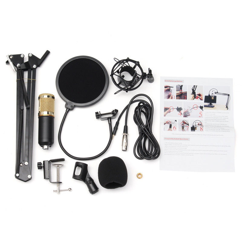 BM800 Condenser Microphone Dynamic System Kit Shock Mount Boom Stand Studio Pro 22
