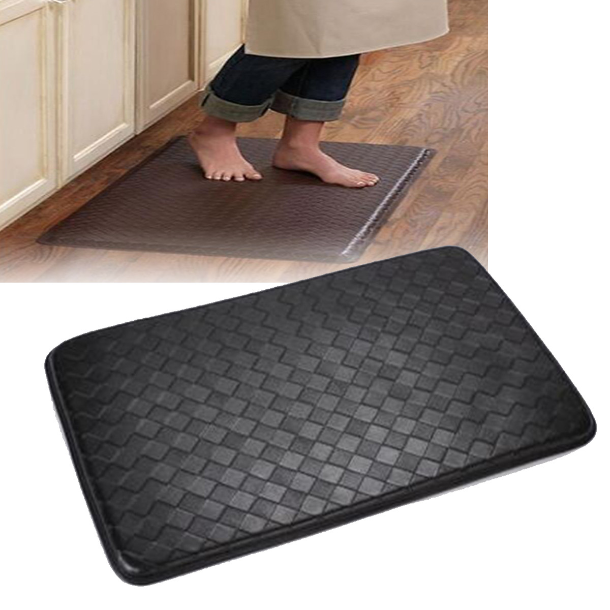 

30' x 20' Anti-Fatigue Cushion Non-Slip Floor Mat Comfort Rug Bath Carpet Black