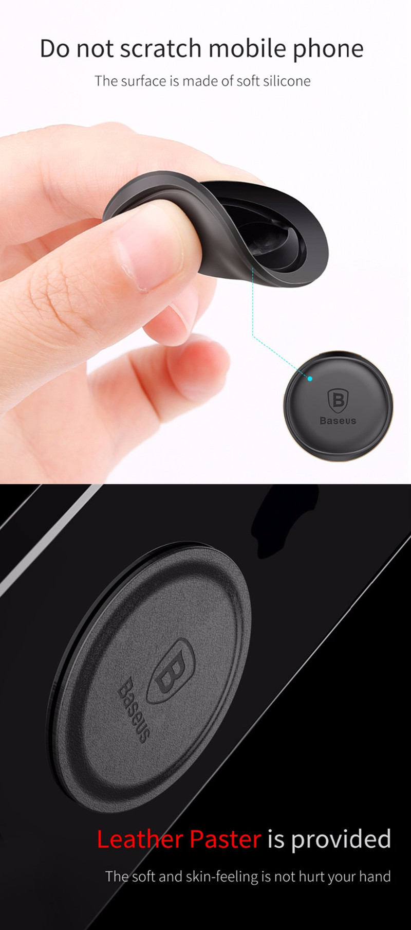Baseus Cable Clip Magnetic Rotation Car Air Vent Phone Holder Stand for Samsung S8 iPhone X Xiaomi 21