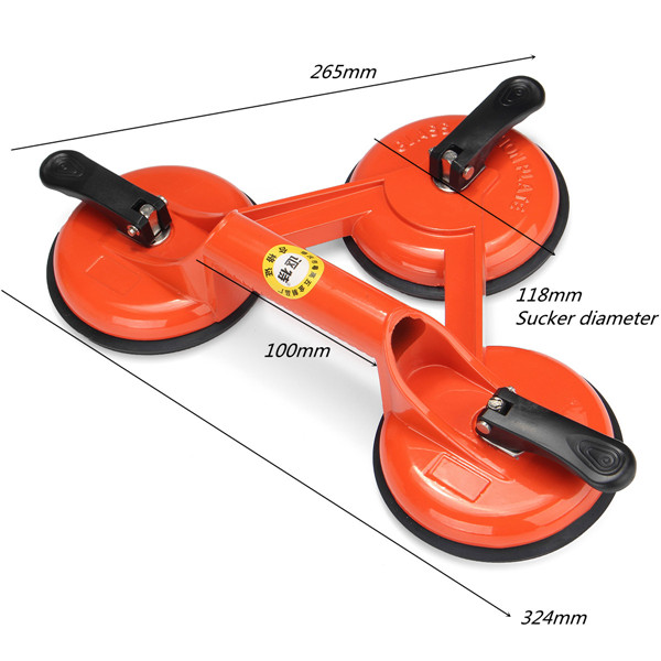 145kg Heavy Duty 3 Suction Cup Triple Pad Sucker Plate Glass Lifter Carrier Tool
