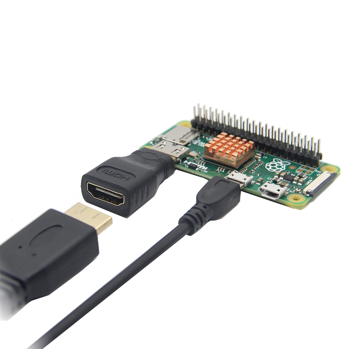 5-in-1 GPIO Cable + USB OTG Cable + Mini HDMI to HDMI Adapter + 2x20 Pin Header + Heat Sink Base Kit For Raspberry Pi Zero / Raspberry Pi Zero W. 10