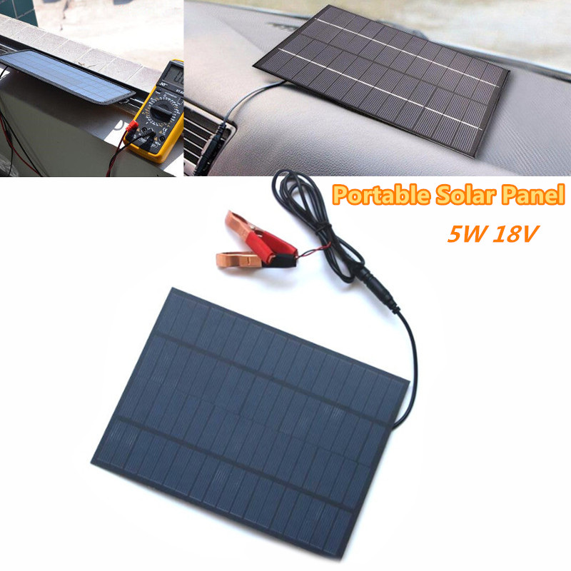 5W 18V Portable Polycrystalline Silicon Solar Panel With DC5521 Battery Clip 7