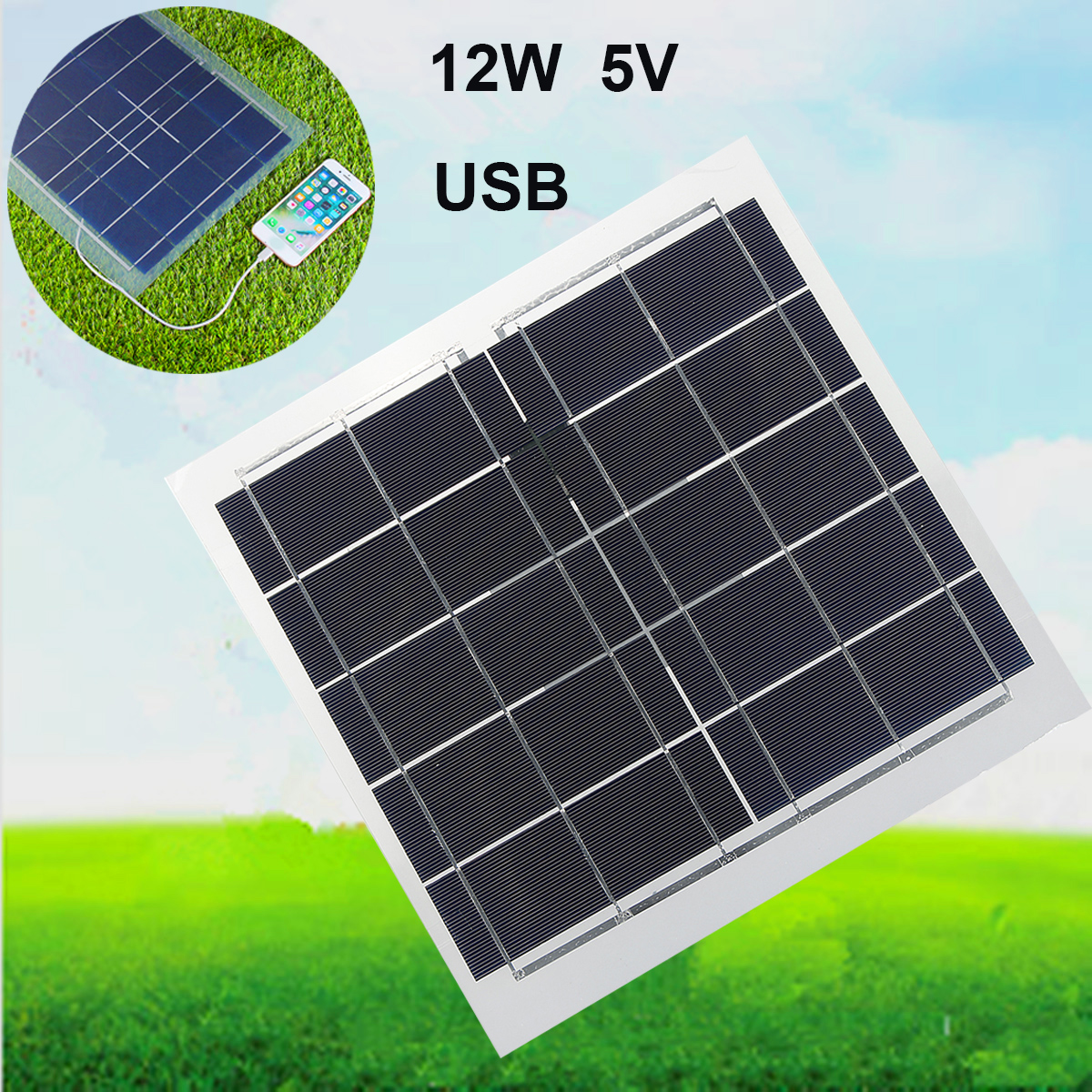 Elfeland® SP-12W5V Semi-Flexible Sunpower Solar Panel USB Interface For Smartphone 3