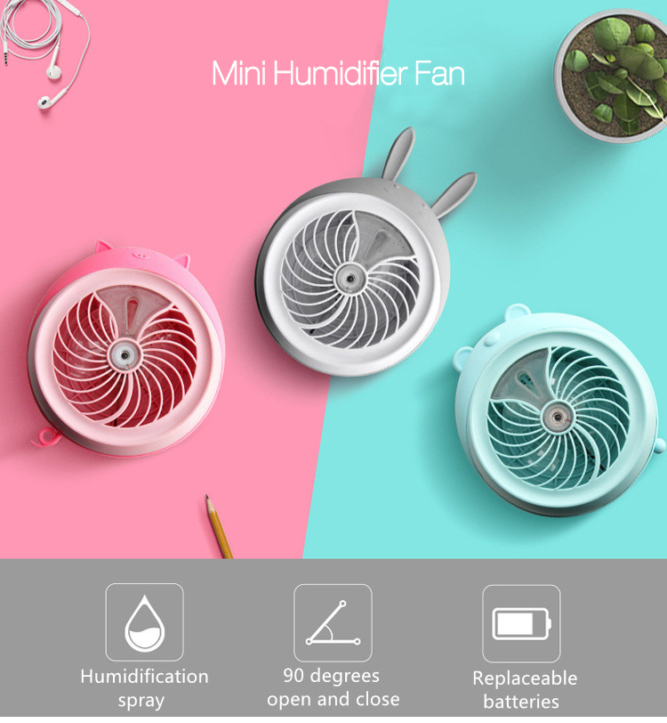 Honana DX-F1 Portable Mini USB Misting Fan Water Spray Fan Rechargeable Personal Cooling Mist Humidifier Fan 65