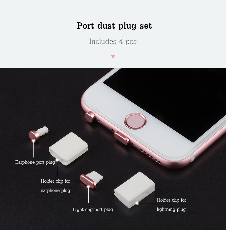 PortPlugs Lightning+Earphone Jack Anti Dust Plug Set For iPhone 6/6s iPhone 6s Plus iPhone 7/7 Plus