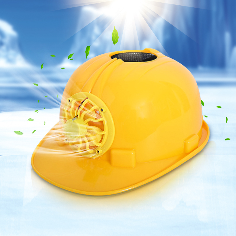 Solar Powered Safety Helmet Hard Ventilate Hat with Cooling Cool Fan.