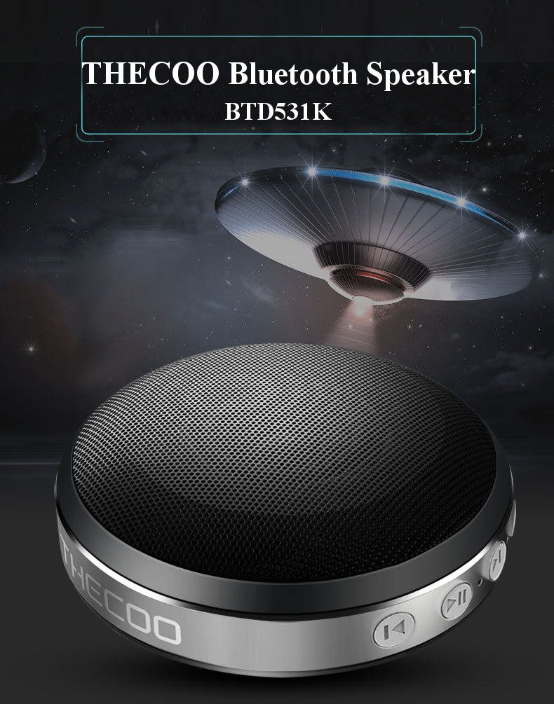 THECOO BTD531K Portable AUX-in TF Card Hands-free Microphone Dynamic Bass Bluetooth Speaker