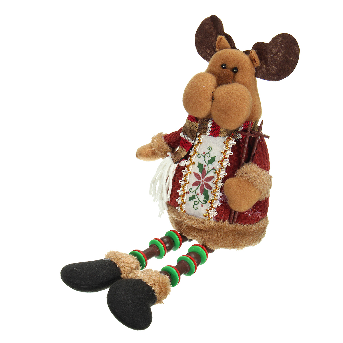 Christmas Home Decorations Sitting Cute Deer Ornament Flannel Toy Gift - Photo: 2