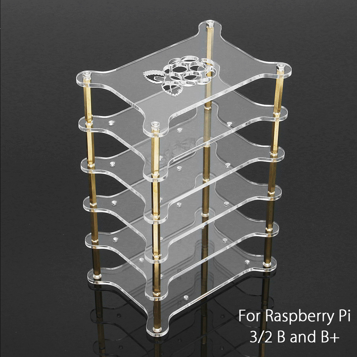 Clear Acrylic 5 Layer Cluster Case Shelf Stack For Raspberry Pi 3/2 B and B+ 18