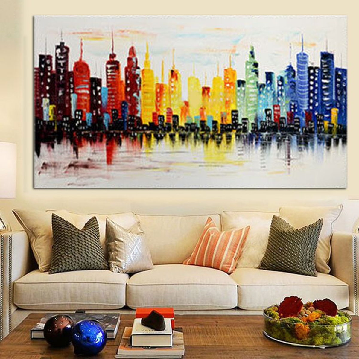 120X60CM Modern City Canvas Abstract Painting Print Living