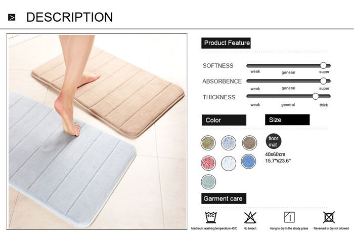 50x80cm Strip Pattern Memory Foam Mat  Absorbent Bathroom Anti Slip Carpet