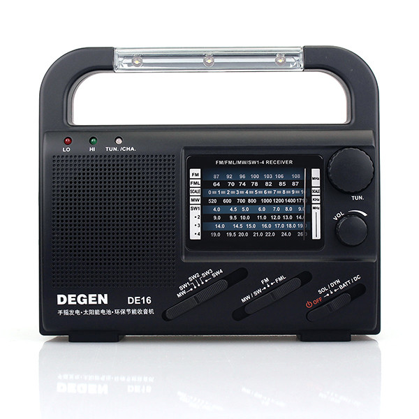 

Degen DE16 Portable Digital FM/FML MW SW Crank Dynamo Solar Emergency Radio World Receiver