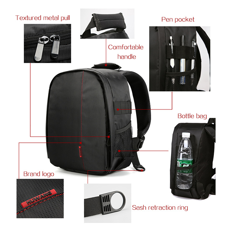 HUWANG 7460 Waterproof Multi-functional DSLR Video Photo Digital Camera Bag Padded Backpack 10