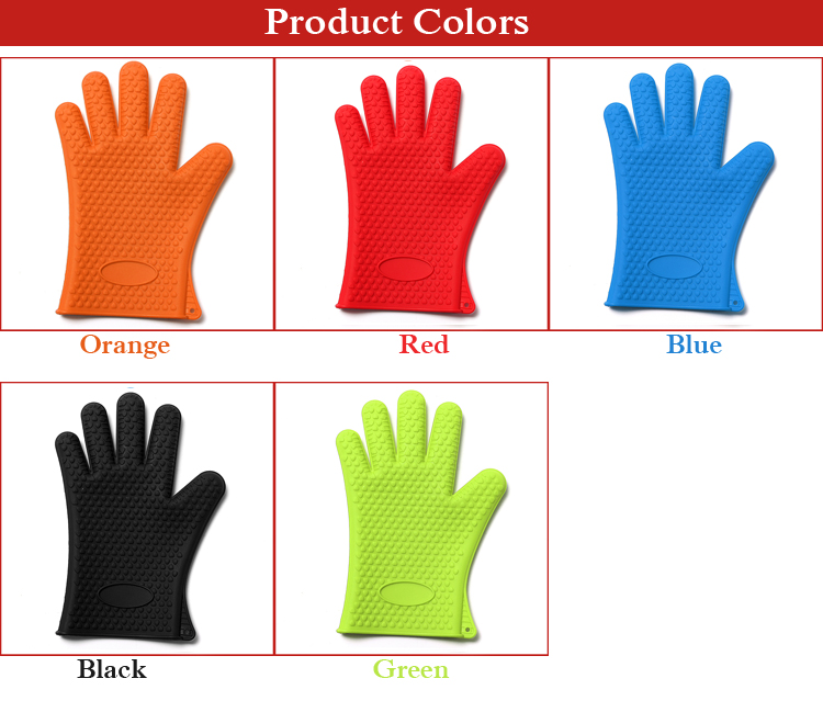 Thicken Silicone Heat Resistant Gloves Grilling Gloves Antiskid BBQ Cooking Protective Gloves