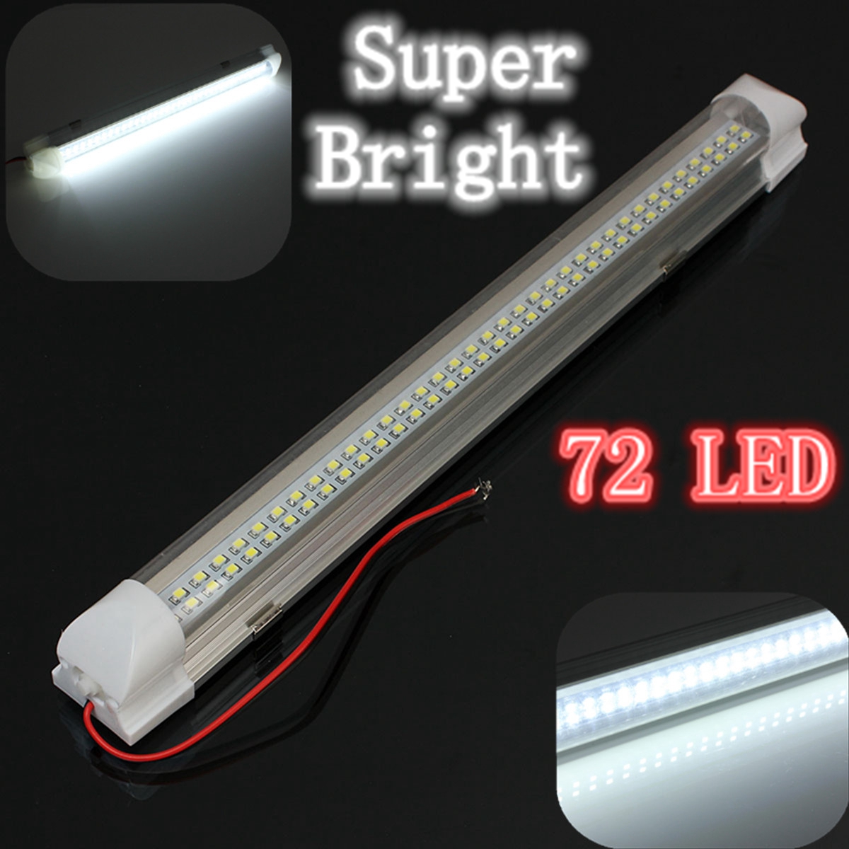 Car Interior 72 LED White Light with ON/OFF Switch