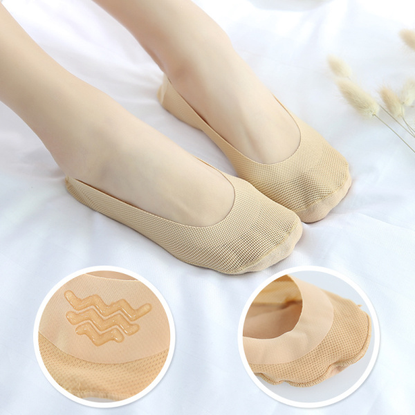 

Women Summer Thin Breathable Boat Socks Seamless Invisible Silicone Antiskid Low Cut Hosiery