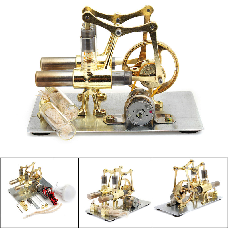 STEM Mini Hot Air Stirling Engine Generator Double Cylinder Engine Model 12