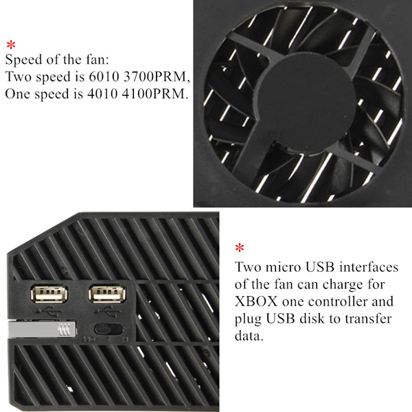 Cooling Cooler Fan Exhauster Intercooler for Microsoft Xbox One with Dual USB 11