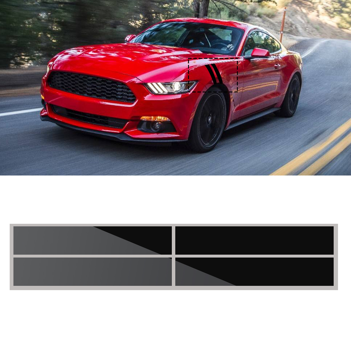 56x10cm Fender Hash Stripes Decals Graphise Vinyl sticker for FORD MUSTANG 2015-2016