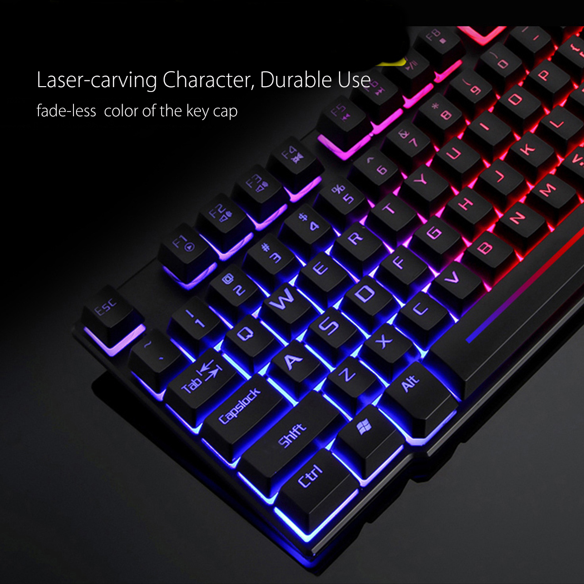Colorful Backlight USB Wired Gaming Keyboard 2400DPI LED Gaming Mouse Combo with Mouse Pad 10