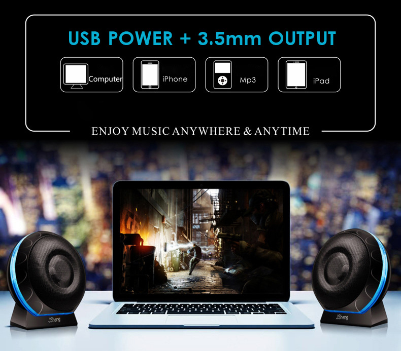 3.5mm+USB Dual HiFi Stereo Bass Desktop Speaker Mini Backlit Sound Box 9
