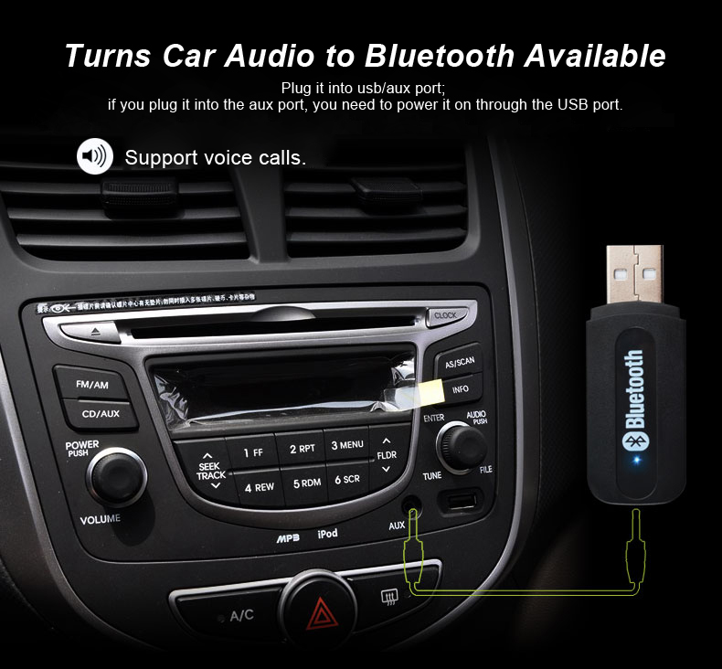 USB 3.5mm Audio Dual Output Bluetooth V4.0 A2DP Audio Receiver Adapter 85