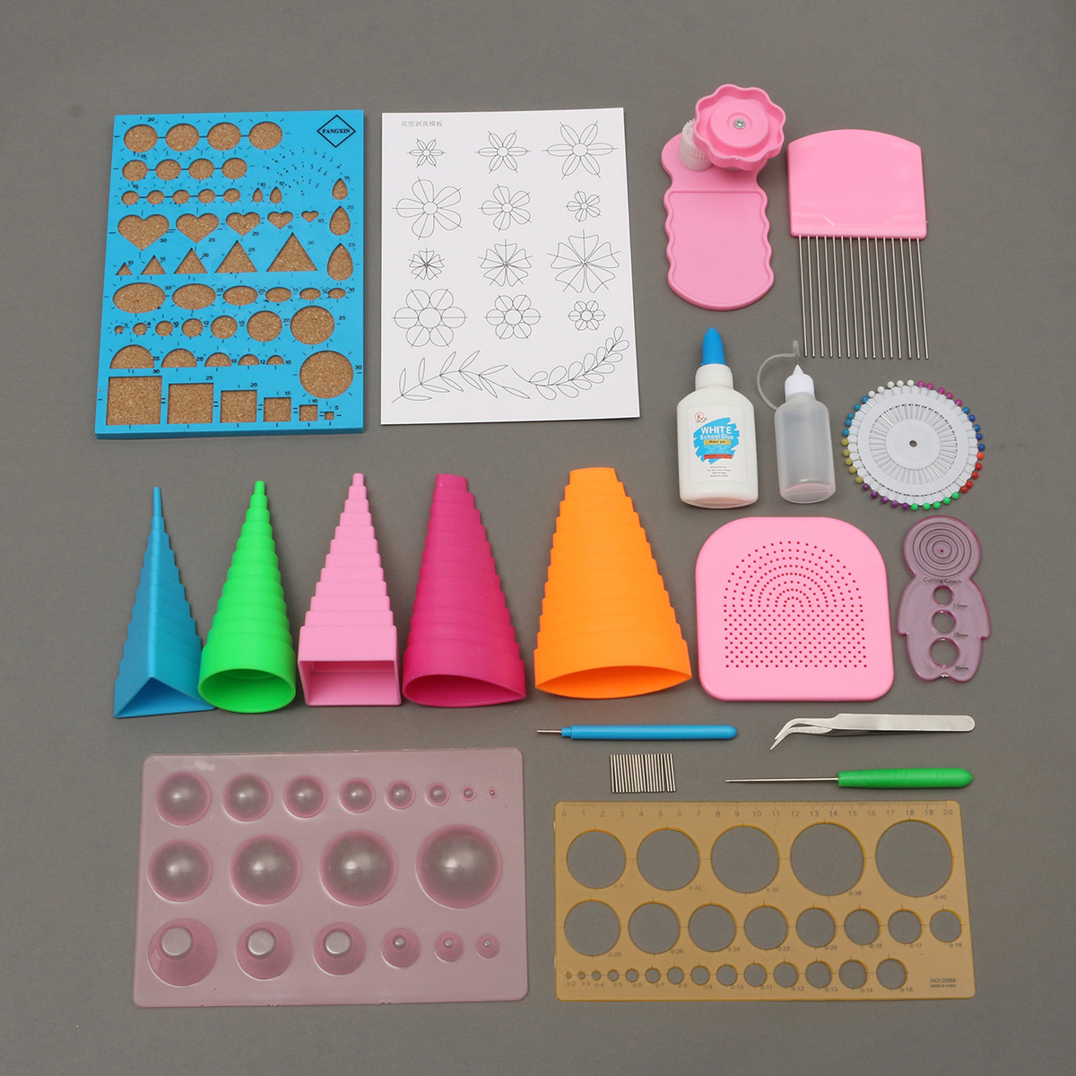 Quilling DIY Paper Art Craft Tool Full Kit Quilling Work Board Mould Grid Guide Tool 14