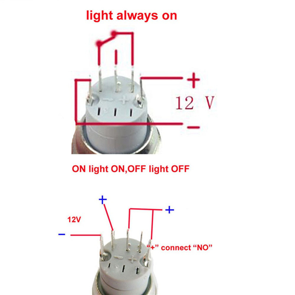 12V 16mm Car Boat LED Light Momentary Horn Button Switch 3 Color