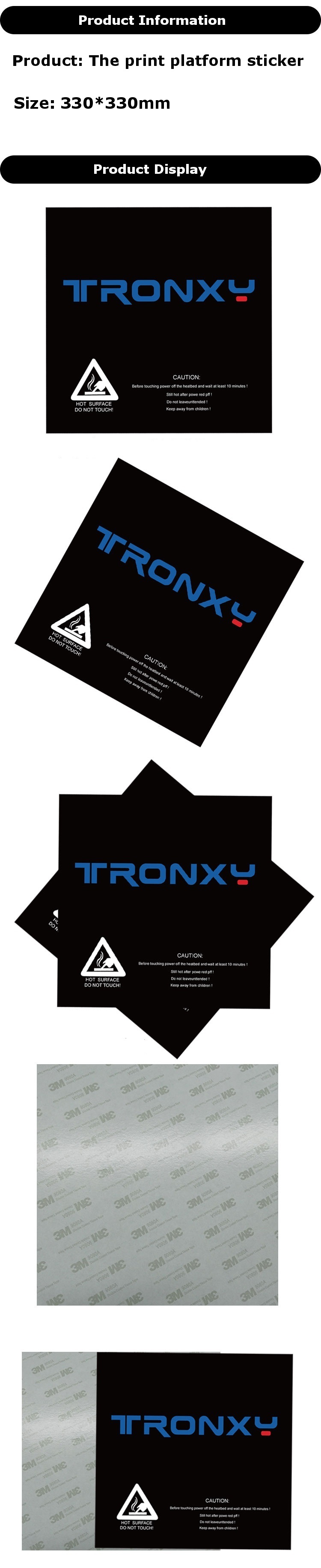 3PCS TRONXY® 330*330mm Scrub Surface Hot Bed Sticker For 3D Printer 8