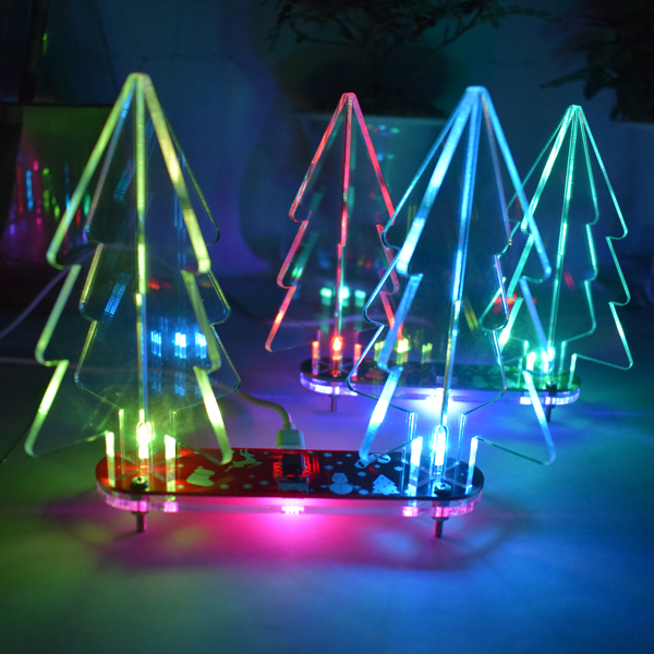 Geekcreit® DIY Full Color Changing LED Acrylic 3D Christmas Tree Electronic Learning Kit 11