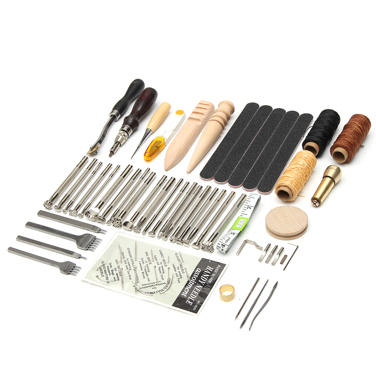 59Pcs Leather Craft Hand Tools Kit For Hand Stitching/Sewing Stamping Set 30