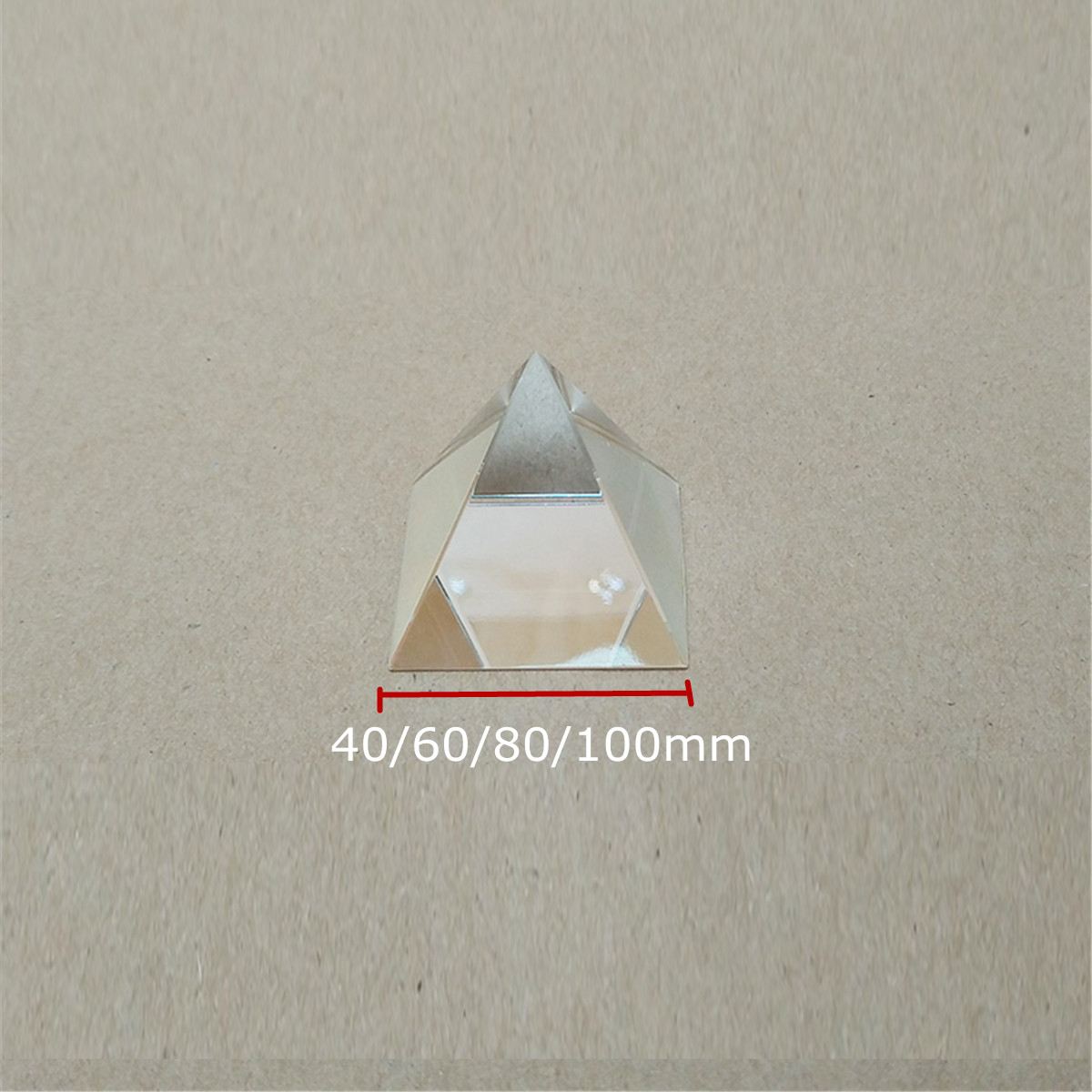 40/60/80/100mm Clear Optical Glass Pyramid Crystal Prism Optics Decoration Ornament DIY 5