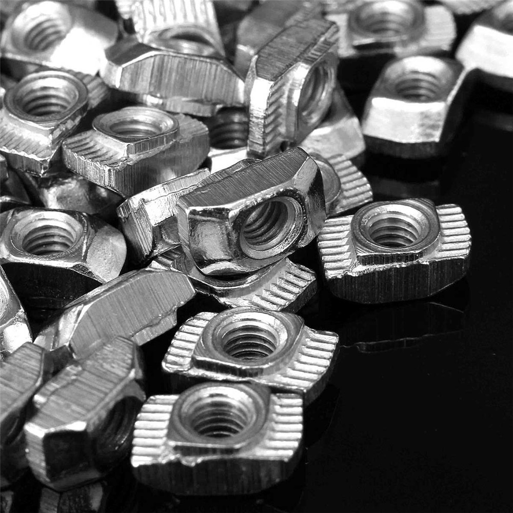 Drillpro 100pcs M5 Hammer Nut Nickel Plated Carbon Steel Aluminum Connector T Fastener Sliding Nut 15
