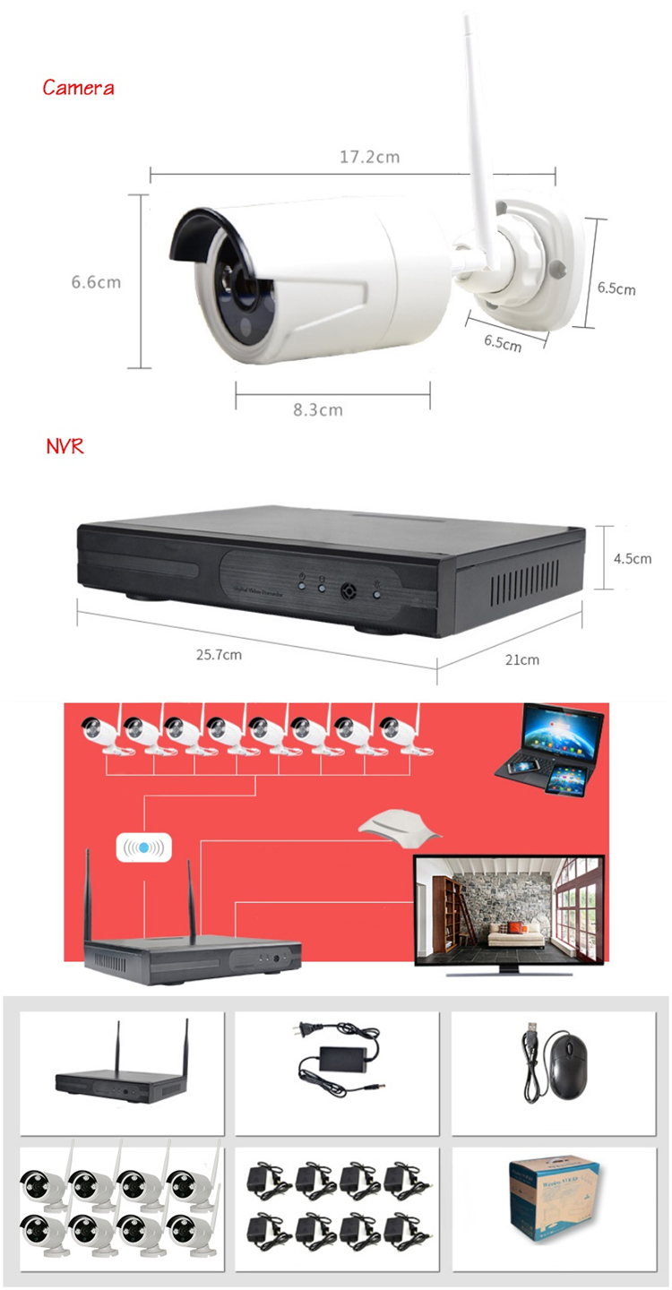 Hiseeu 960P Wireless CCTV 8CH NVR Kit Outdoor IR Night Vision IP WiFi Camera Security Surveillance EU Plug 15