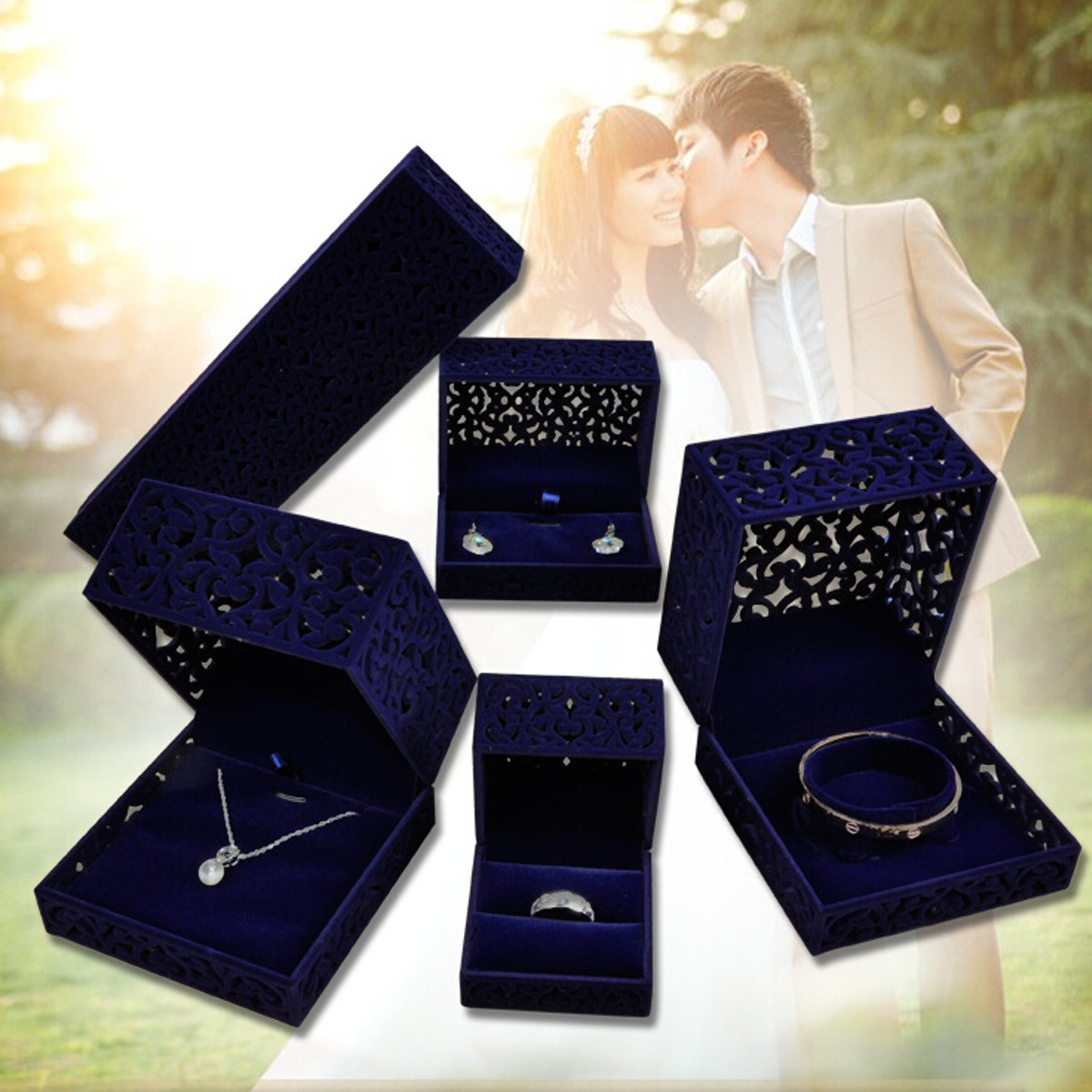 Velvet Necklace Ring Bracelet Pendant Charm Jewelry Gift Collect Box