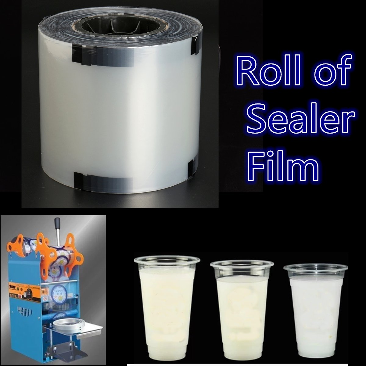Clear Cup Seal Film Roll 1900 Cups 95mm for Cup Seal Ring Machine Bubble Milk Tea