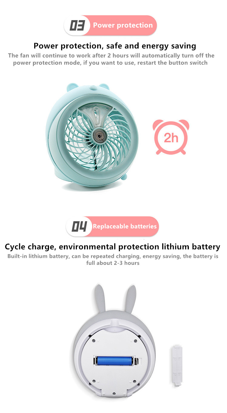 Honana DX-F1 Portable Mini USB Misting Fan Water Spray Fan Rechargeable Personal Cooling Mist Humidifier Fan 70