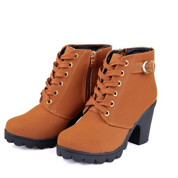 Women  High Top Ankle Boots  Buckle Suede Shoes