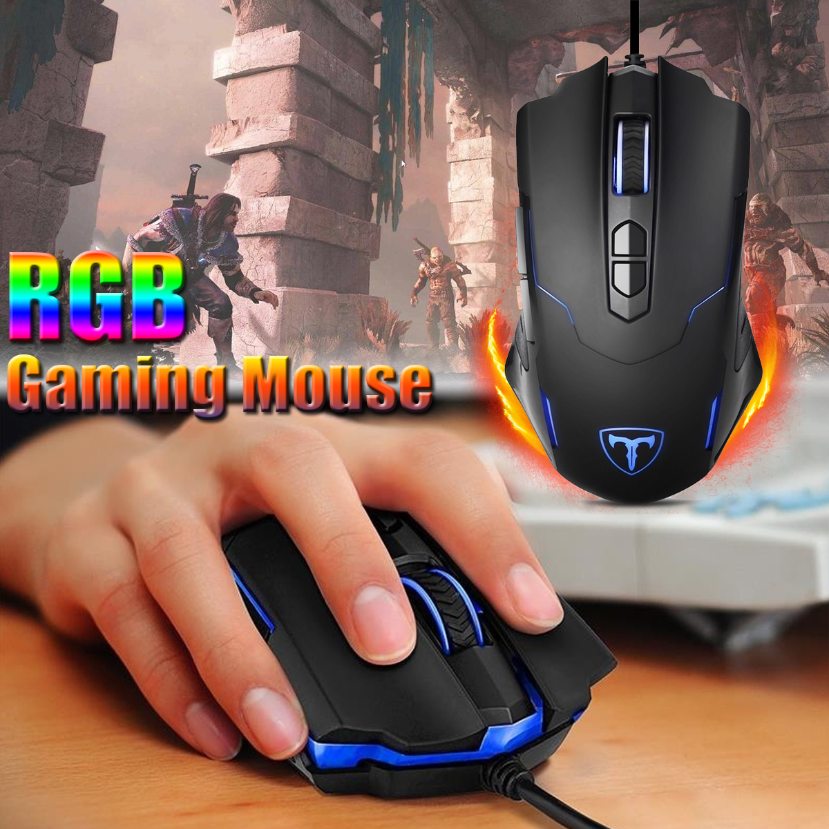 RGB Backlight Gaming Mouse 2400DPI Adjustable 7 Buttons USB Wired Mice Optical Mouse 31