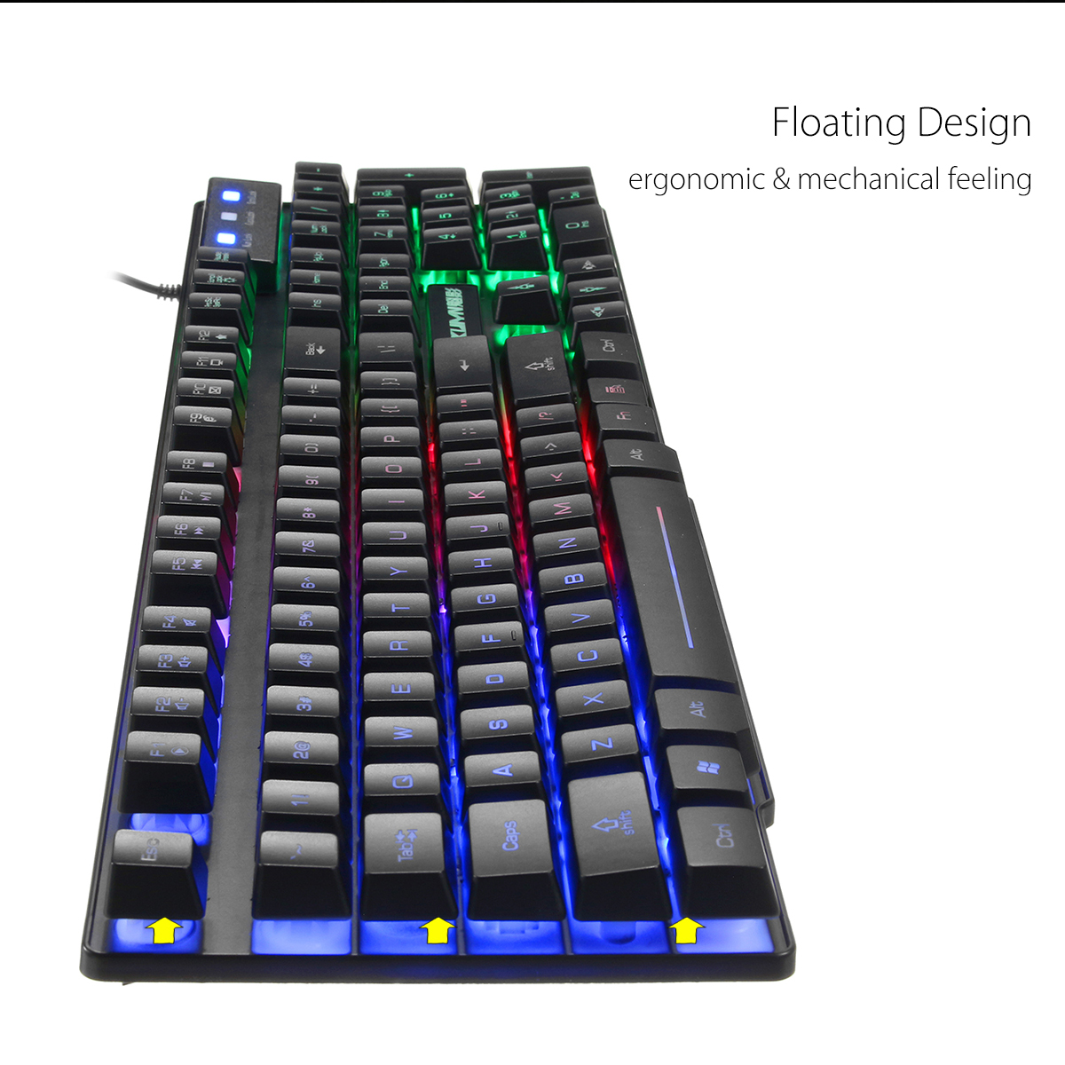 Colorful Backlight USB Wired Gaming Keyboard 2400DPI LED Gaming Mouse Combo with Mouse Pad 11