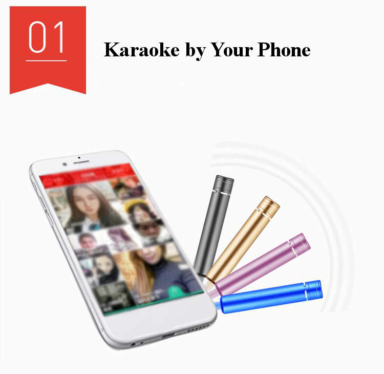 M2 Mini Portable Noise Reduction Karaoke Stereo Capacitive Microphone for Android IOS Tablet Compute