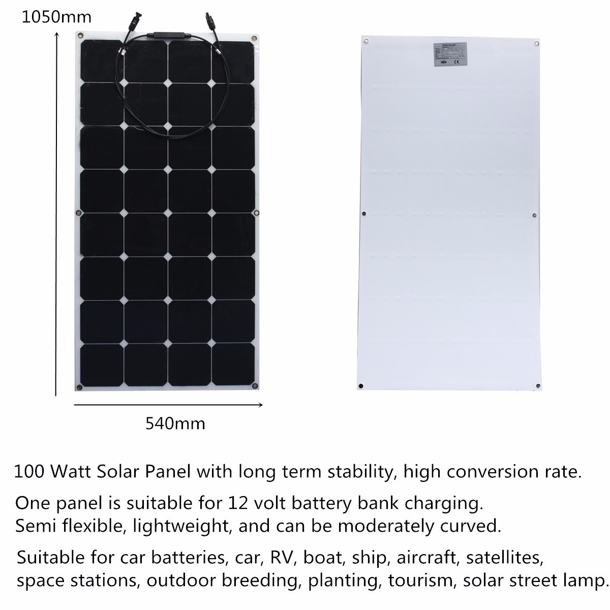 18V 100W Semi Flexible Monocrystalline Solar Panel Battery RV Photoelectricity 9