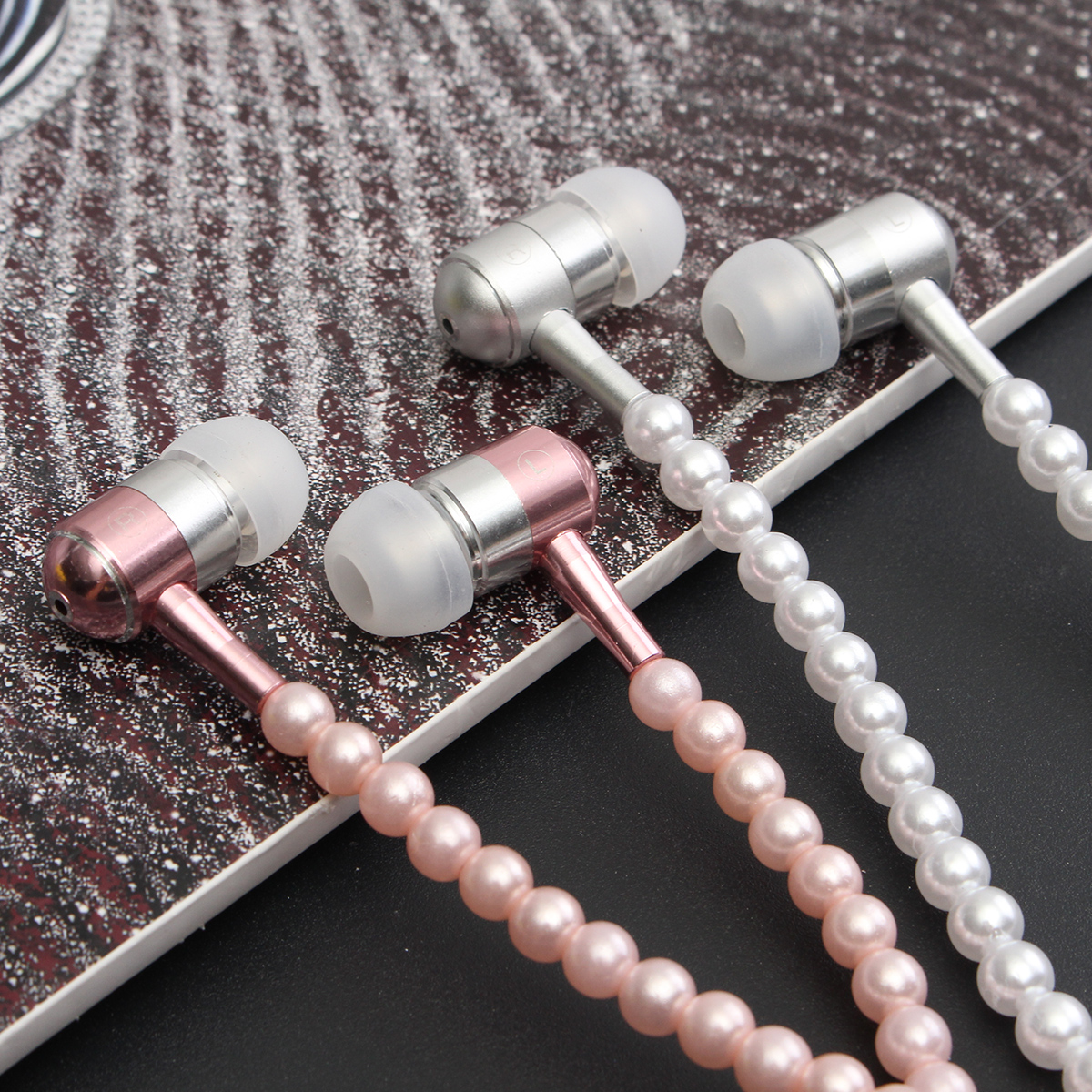 Pearls Earphones Jewellery Necklace 3.5mm Earphone Headphone For Smartphone