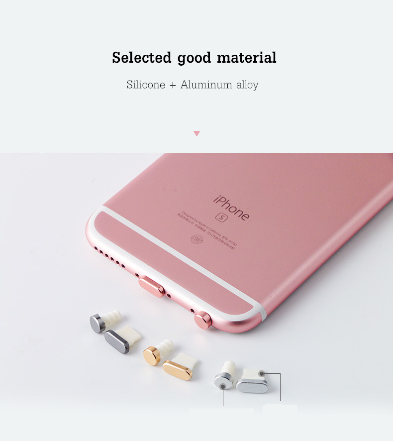 PortPlugs Lightning+Earphone Jack Anti Dust Plug Set For iPhone 6/6s iPhone 6s Plus iPhone 7/7 Plus