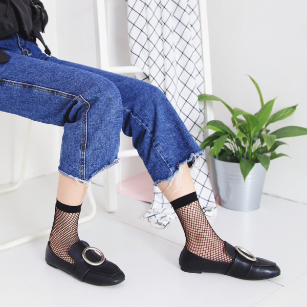 

Women Girl Black Sexy Harajuku Fishnet Socks Mesh Hollow Thin Breathable Ankle Sock