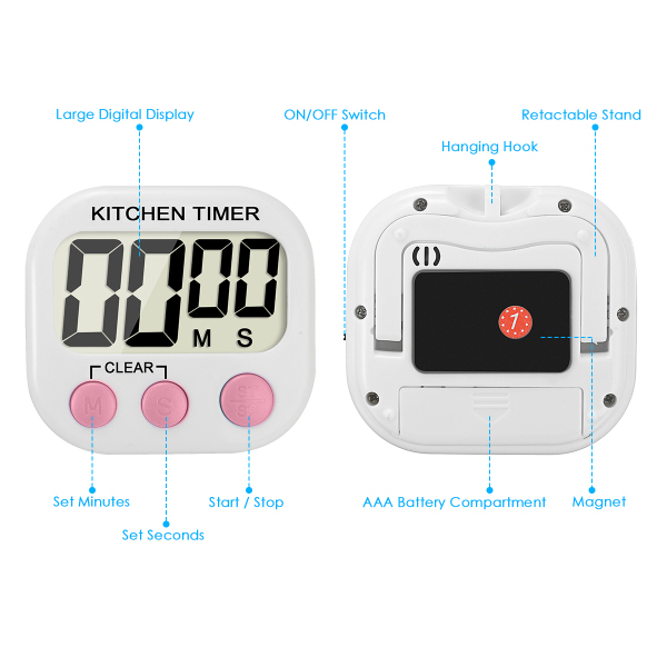 EIVOTOR HX103-2 LCD Electronic Timer Digital Timers Kitchen Timer Reminder 18