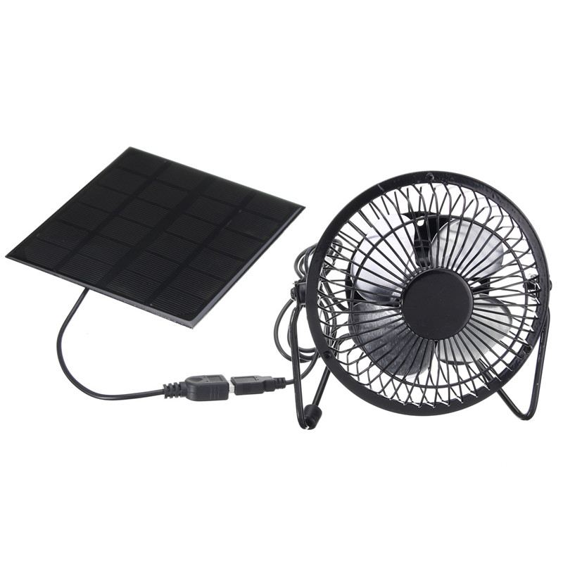 Black Solar Panel Powered USB Fan 8 Inch 5W Cooling Ventilation for Outdoor Traveling Home Office 11